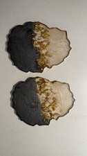 Set of 2 Agate Crystal Style Handmade Resin Coasters