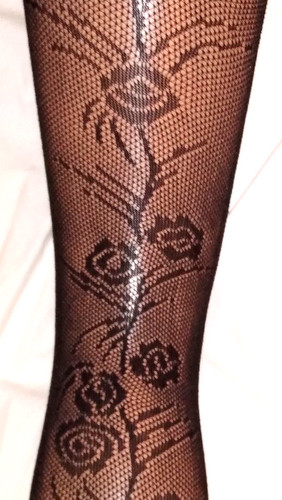 Black fishnet tights floral - tights,