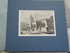 Stepney, St. Dunstan's church, in 1803. London c 1870s antique print picture