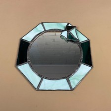 Handmade Stained Glass Wall Mirror Art Nouveau Style Green Tiffany Design