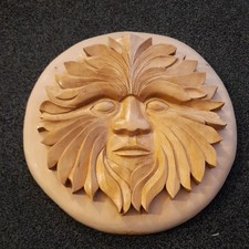 Large Hand Crafted Wooden Green Man Plaque