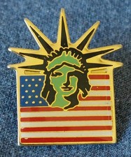 Vintage Liberty Island Statue of Liberty Lapel Pin 1983 Patriotic Flag USA