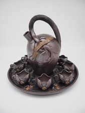 Turgis Pottery Stoneware Calvados  Liqueur Jug And Cup Set