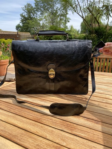 Black leather brief - , case