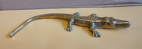 Brass crocodile sculpture - brass,