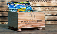 FRENCH GENUINE WOODEN WINE BOX - NEWSPAPER HOLDER MAGAZINE RACK TIDY ORGANISER-