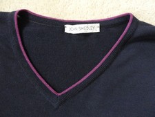 JOHN SMEDLEY Men's Size L NAVY BLUE JUMPER 100% MERINO KNIT PULLOVER NEW NWOT