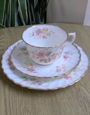 Antique Crown Staffordshire bone china tea trios hand painted beautiful c1900