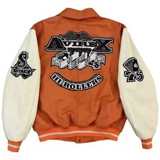 Mens Avirex Hi-Rollers Edition American Genuine Cowhide Motorbike Leather Jacket
