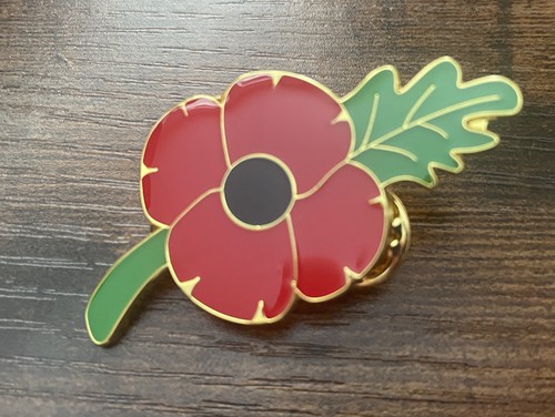 Red flower badge - flower, lapel
