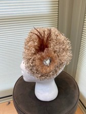 Champagne Fluffy Winter Fascinator with crystal heart trim on Alice Band NEW