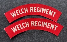 WW2 Welch Regiment Printed Original Shoulder Titles Cloth Badges