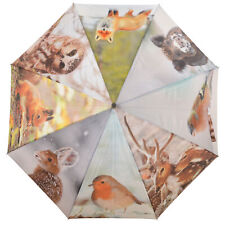 Esschert Design Umbrella Winter Wildlife Nylon Brolly Automatic 120cm Opening