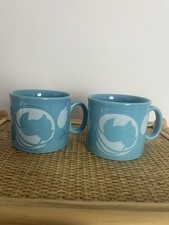 2x vintage Staffordshire Pottery Royal Alma  Ironstone Blue Lemon Fruit Mugs