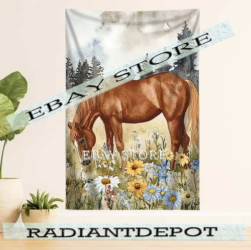 Wildflower grazing horse - grazing,