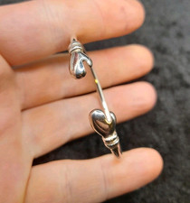 Small Petite Sterling 925 Silver Torque Claddagh Hands Bangle - Baby Christening