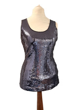 sequin vest top navy blue