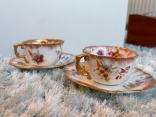 HAMMERSLEY DRESDEN SPRAYS 9129 TEA CUP SAUCER DUO  X2 CIRCA 1890