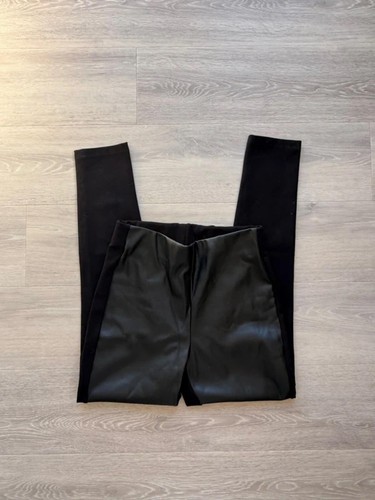 Black leather look leggings - black,