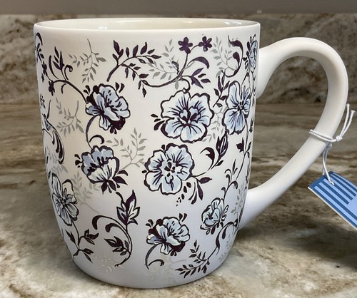 Large coffee mug blue flowers - mug,