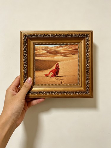 Woman red gown desert - woman,