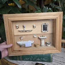 Vintage Framed Shadow Box Old Fashioned Victorian Bathroom Cottage