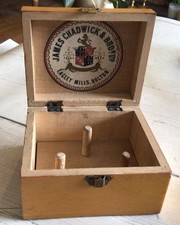 Antique James Chadwick & Bros Cotton Reel Box~boat Scene ~ 9cm X 7.5cm X 6cm