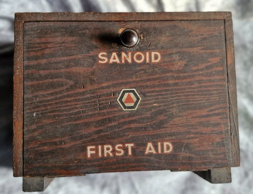 Vintage first aid box with - first,