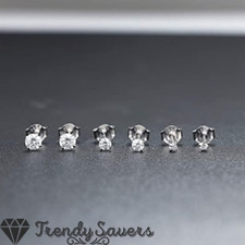 Tiny Cartilage Tragus Sleepers 925 Sterling Silver Cubic Zirconia Stud Earrings