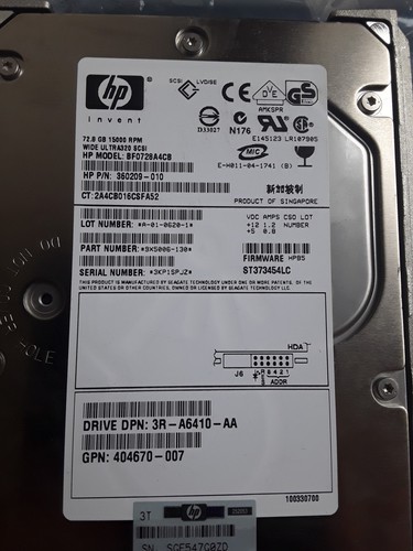 Bf0728a4cb 8gb ultra 320 - hp, 72.8gb