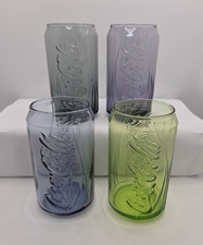 4 Coca Cola Can Shaped Glasses 2008 McDonalds Purple Grey Yellow Luminarc VGC
