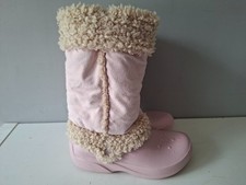 Crocs Pale Pink Nadia Shearling Suede& Sherpa Fur Boots UK 6 Read Description