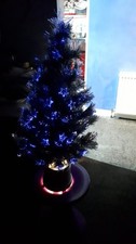 FIBRE OPTIC CHRISTMAS TREE WITH STARS 32 INCHES TALL 81 CMS SILVER BLUE LIGHT