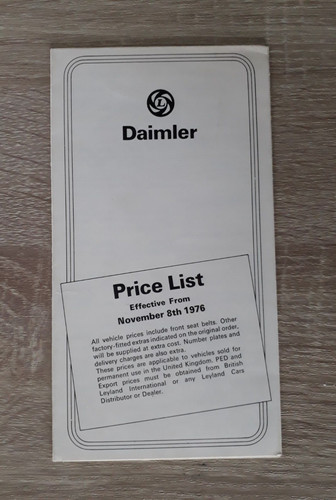 Daimler price list brochure - daimler,