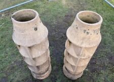 2x pcs 92 cm Old Clay Cannon Chimney Pot Terracotta - Garden Planter
