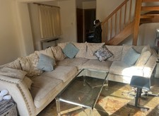 DFS  6 seater corner sofa in beige used great condition with foot stool 