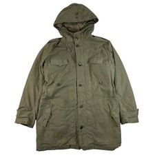 Vintage Military Parka Jacket with Quilt Lining Khaki Green Large