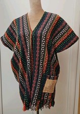Elephant Sanctuary Ladies One Size XL Multi Colour Tribal Poncho Hippy Festival 