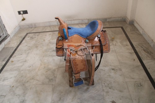 Western leather saddle barrel - western,