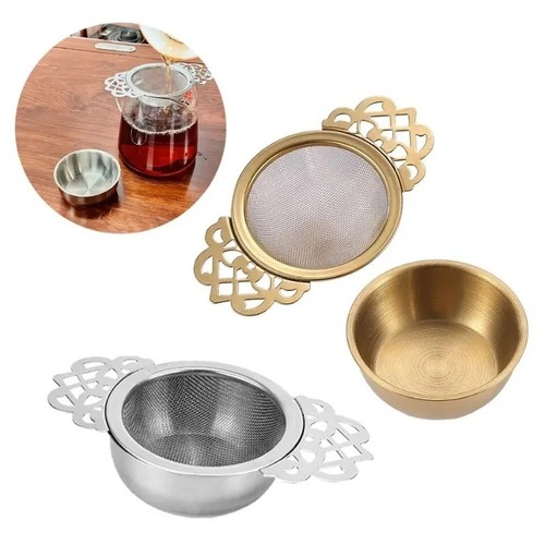 Tea strainers with drip bowl - with,