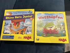 Haba Children Board Games, Jump Around Frogs and Rhino Hero Junior Complete, VGC