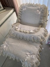 Dolls White Broderie Pram Set