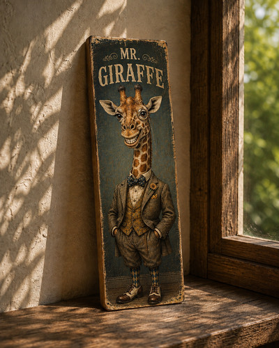 Giraffe wooden sign vintage - mr,