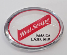 Brand New Acrylic Oval Red Stripe Jamaican Lager T.Bar Plaque