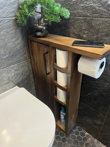 Rustic wood toilet - wood, roll