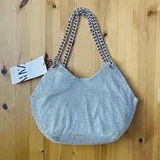 Zara Silver Mini Tote Bag With