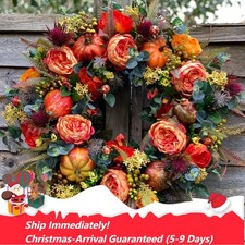 Autumn Peony Pumpkin Wreath