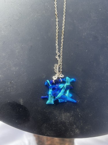 Blue dichroic glass pendant - glass,