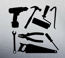LARGE TOOL SILHOUETTE DECAL LOGO FOR CAR VAN VINYL TRADE BUILDER STICKER FUNNY