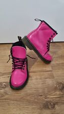 Doc Martens Boots Delaney Girls Bright Pink Patent Leather UK1 Excellent Con